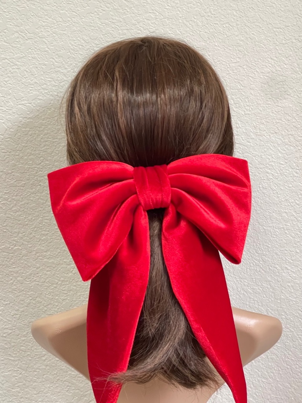 Lager red velvet hair bow women’s barrette